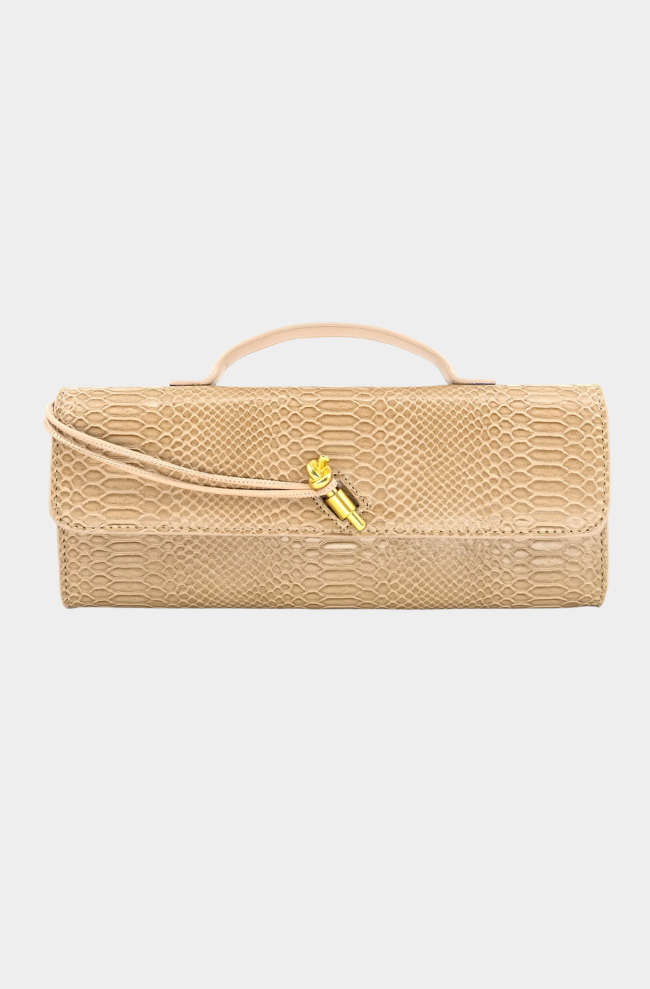 Alexa Snakeskin Clutch