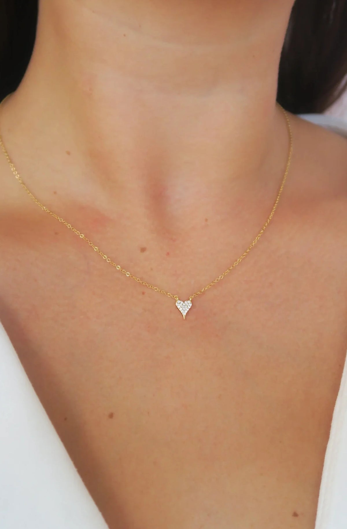 Micro Pave Heart Necklace