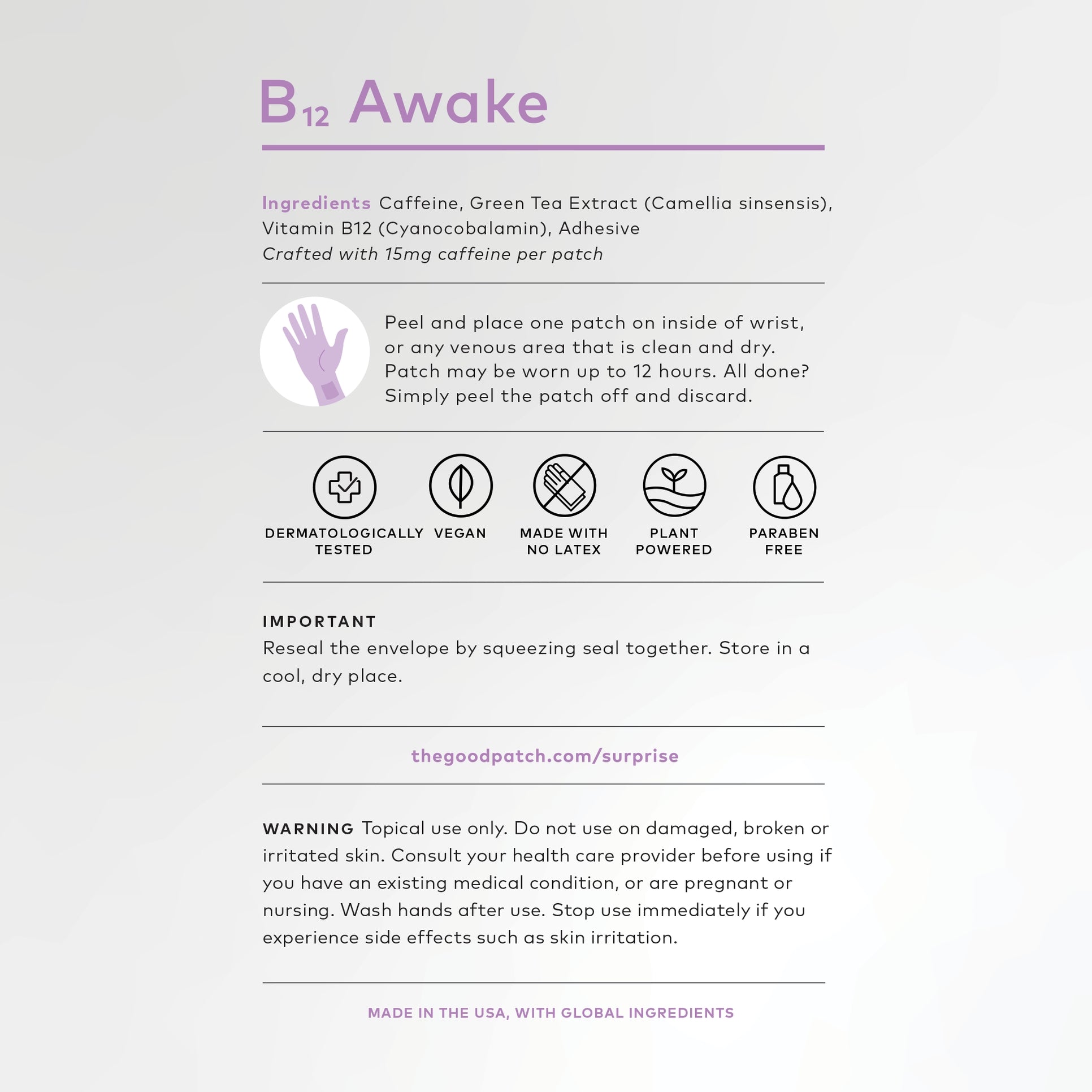 B12 Awake Wearable Wellness Patch