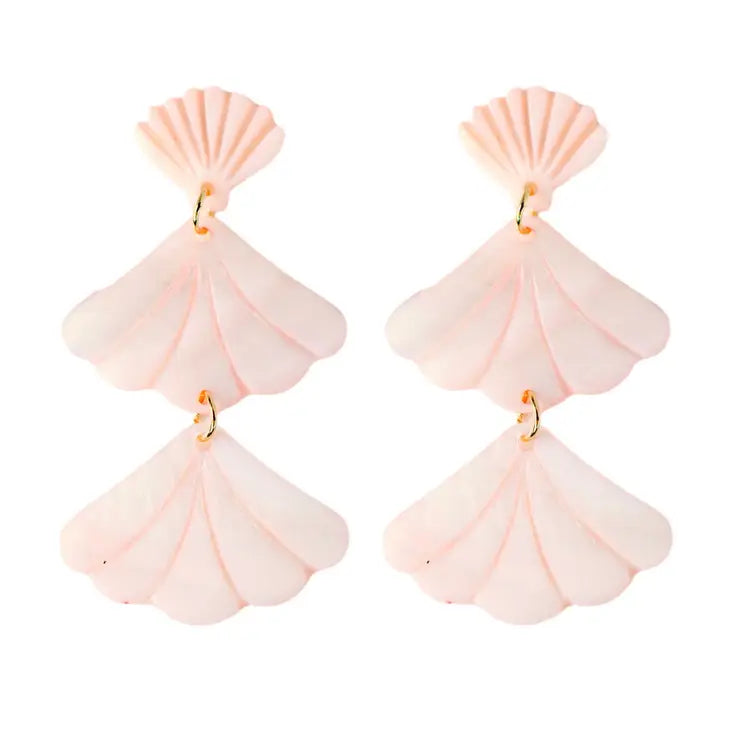 Pink Mermaid Shell Statement Drop Earrings