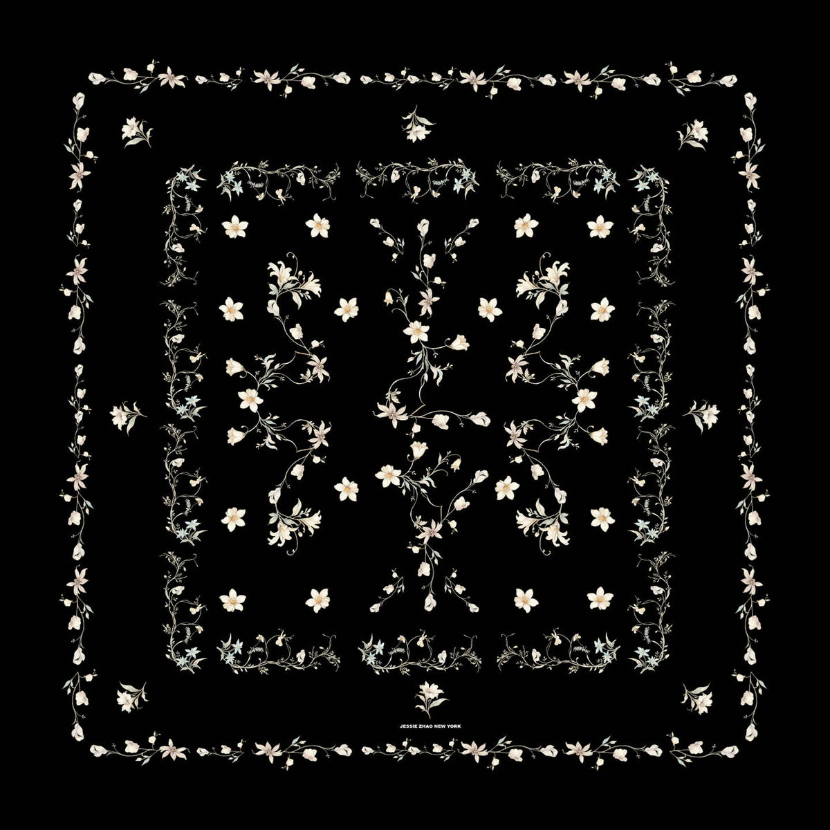 Starlit Bloom Double Sided Silk Scarf