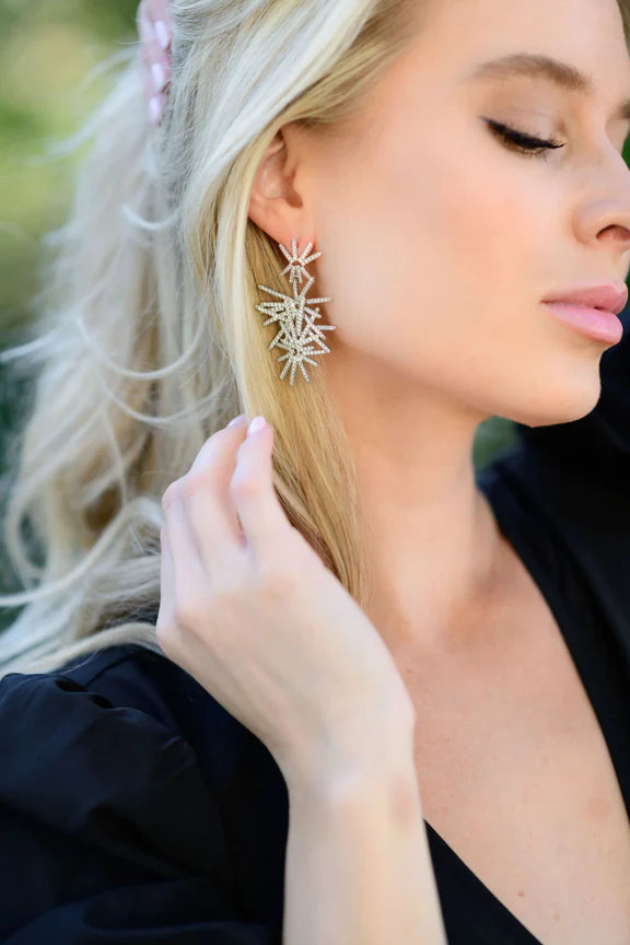 Silver Pave Firework Drops Earrings