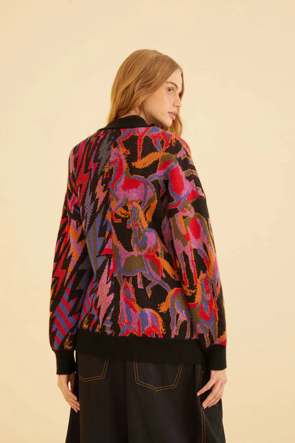Mixed Wild Horses Knit Cardigan