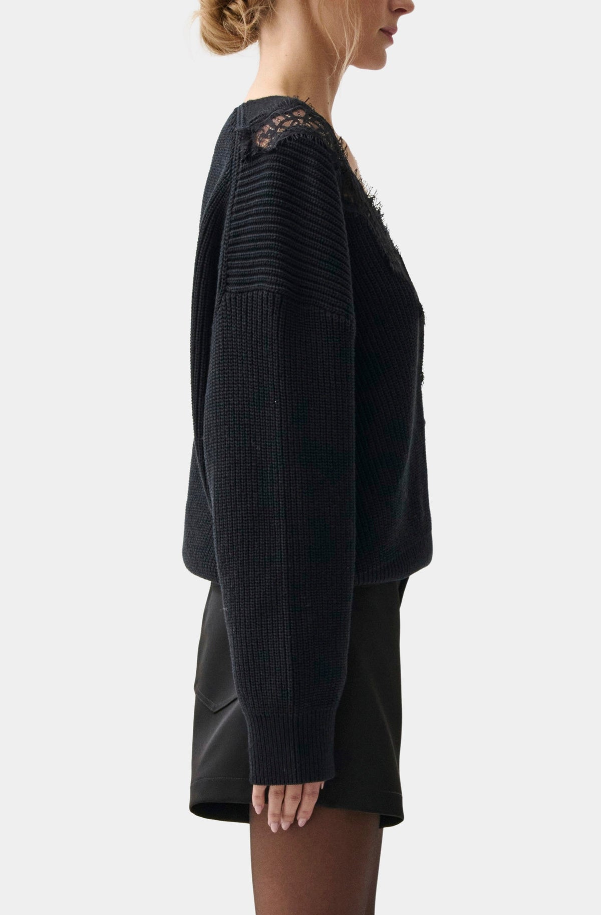 Chiara V-Neck Lace Sweater
