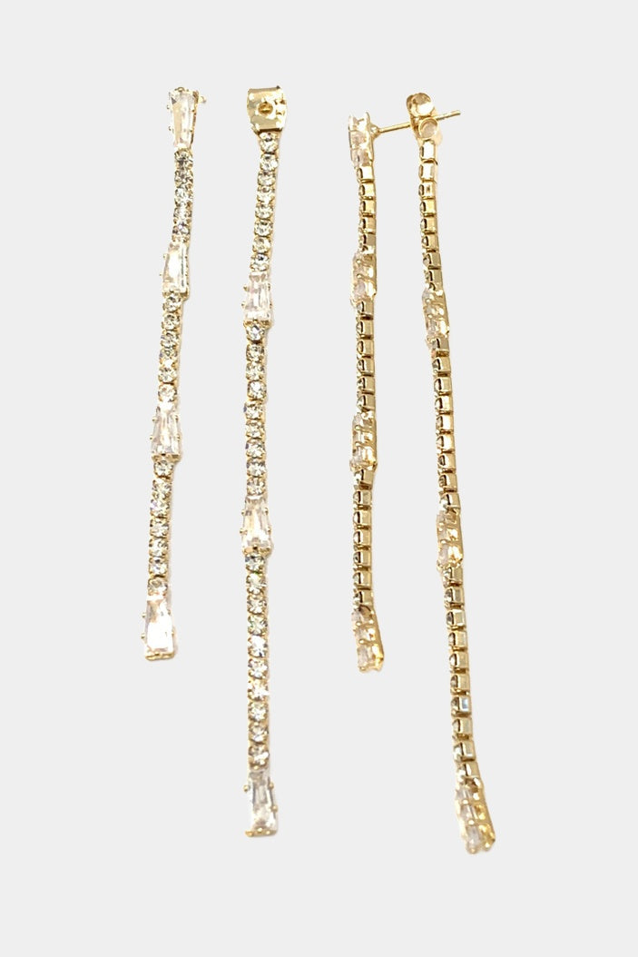 Theia Noel Front Back Earrings Gold Finish Clear