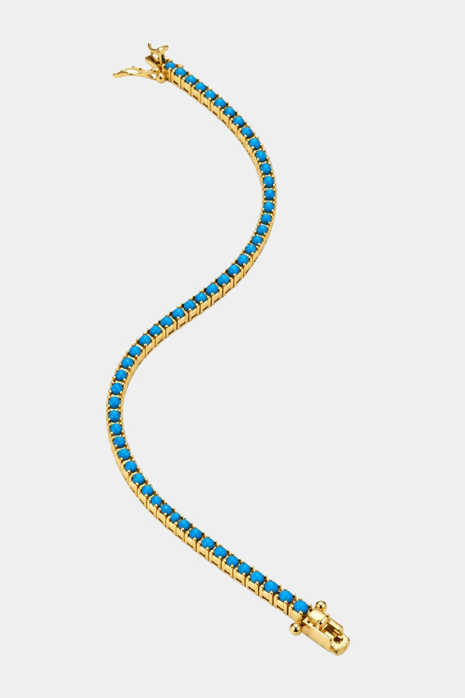 Theia Julia 2mm tennis bracelet, Gold Finish/Turquoise, full bracelet