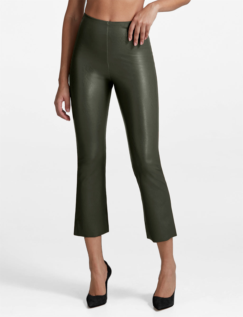 Faux Leather Cropped Flare