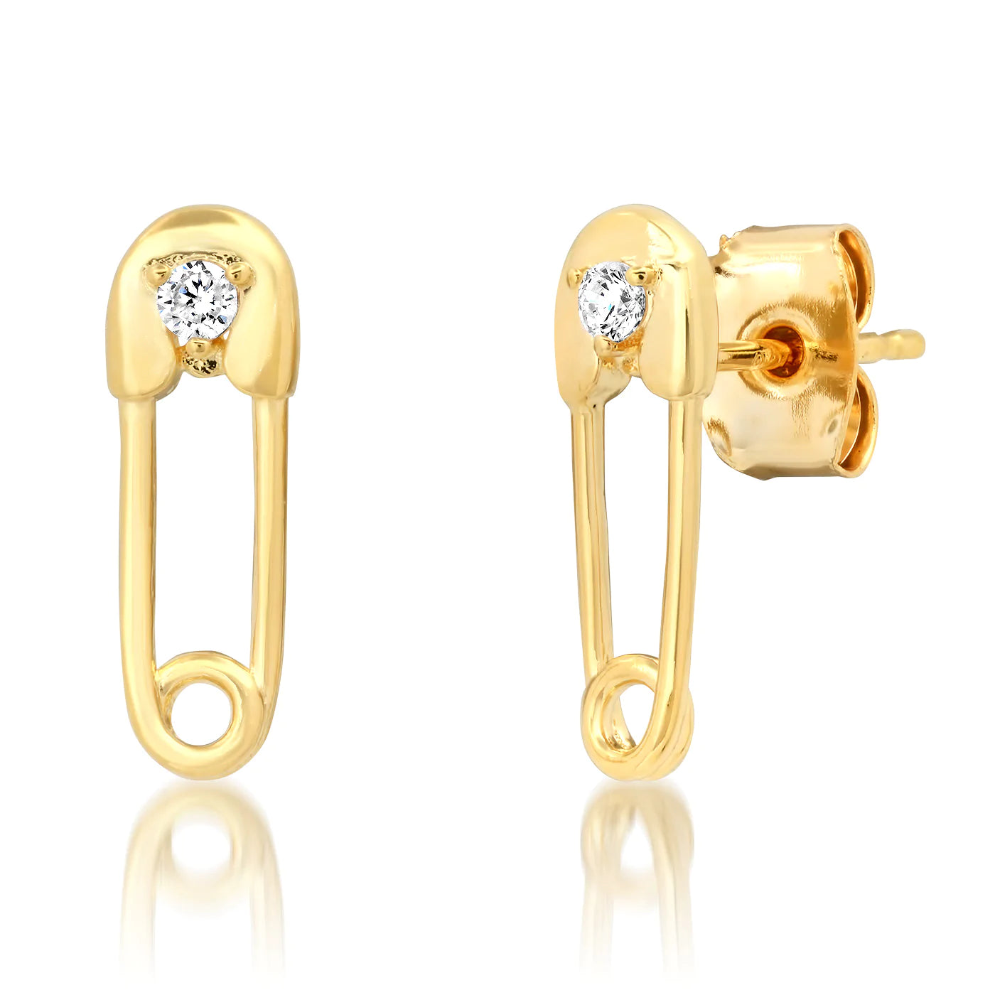Safety Pin CZ Stud Earrings